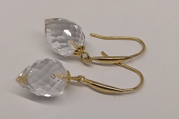 Ohrringe mit Bergkristall-Tropfen an Bügeln 750 Gold (18 kt)