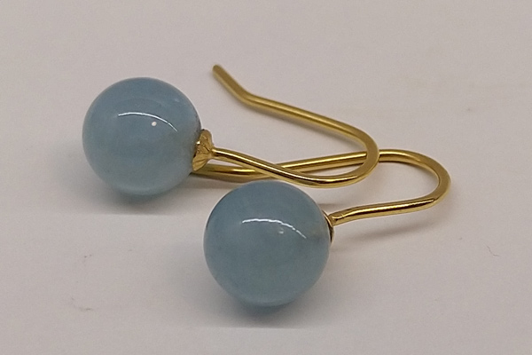 Ohrringe mit zarten Aquamarin Kugeln, Bügel 333 Gold (8 kt)